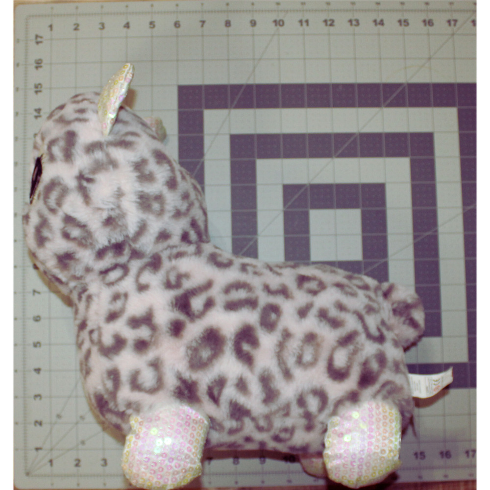 Grey White Cat Glitter Face Pink Sequins Plush Stuffed Animal - Picture 9 of 9